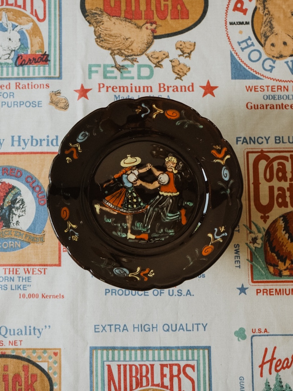 Vintage Scandinavian Hand Painted Plate Decor
